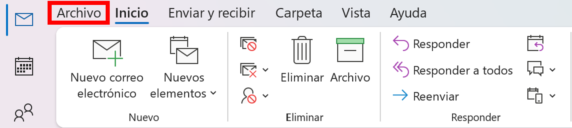 Pestaña “Archivo” de Microsoft Outlook Imagen: Pestaña “Archivo” de Microsoft Outlook