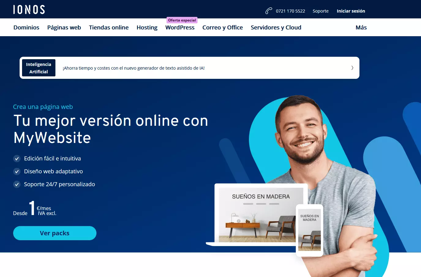 Crear una página web con IONOS - MyWebsite Imagen: Crear una página web con IONOS - MyWebsite