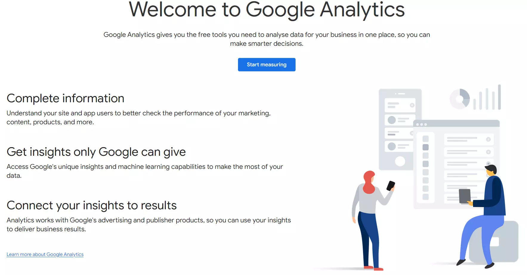 Página de inicio de Google Analytics Imagen: Página de inicio de Google Analytics
